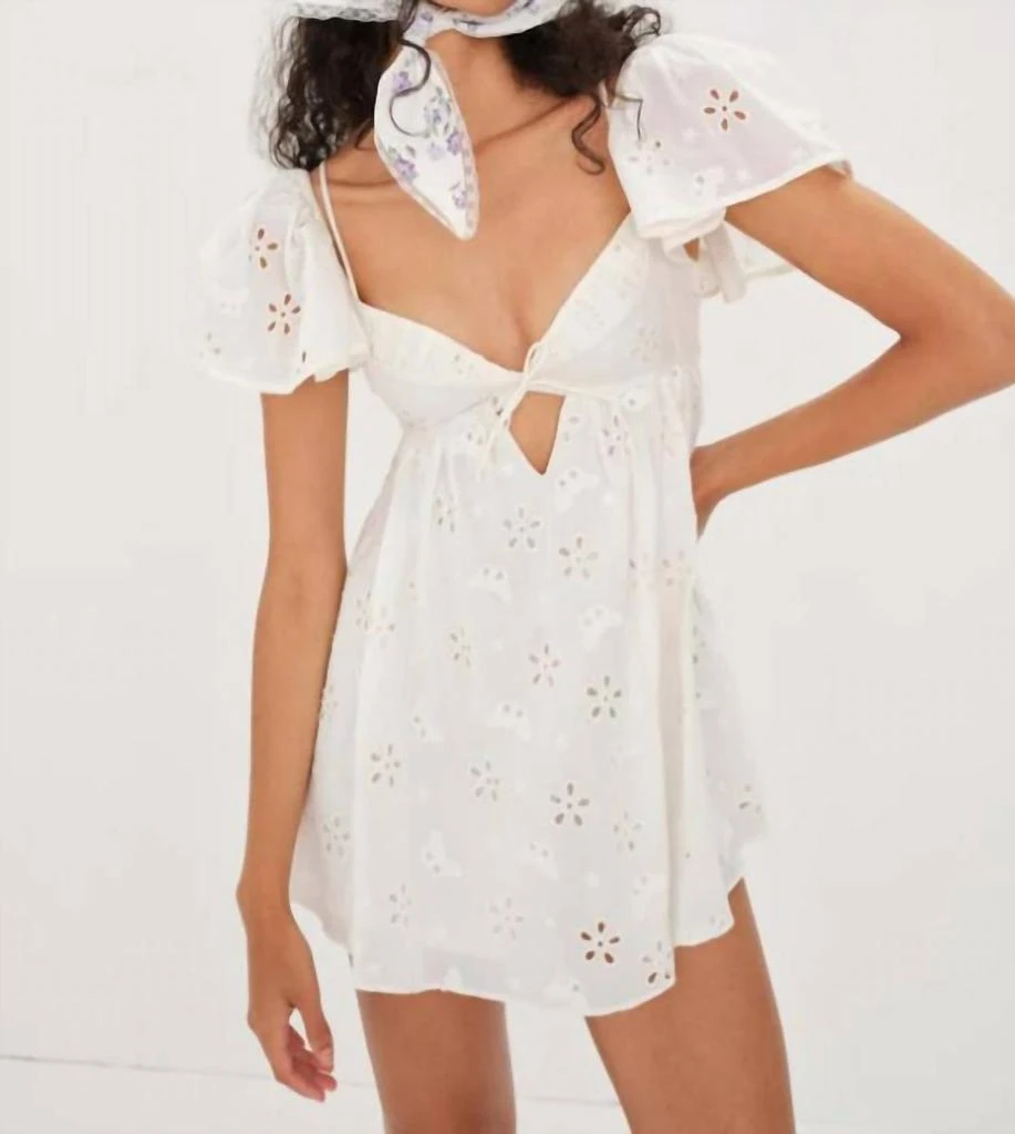 商品For Love & Lemons|Weston Mini Dress In White,价格¥1207,第1张图片