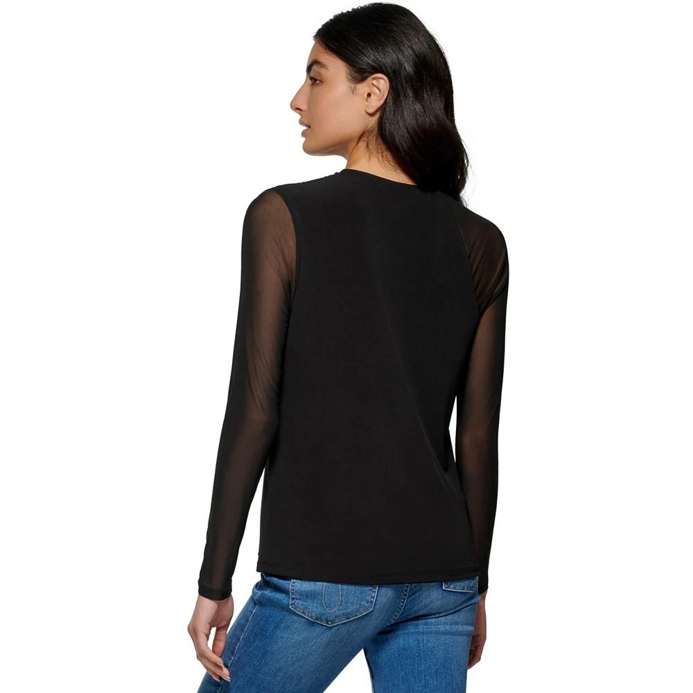 商品Calvin Klein|Women's Mesh Sleeve Matte Jersey Top,价格¥137,第2张图片详细描述