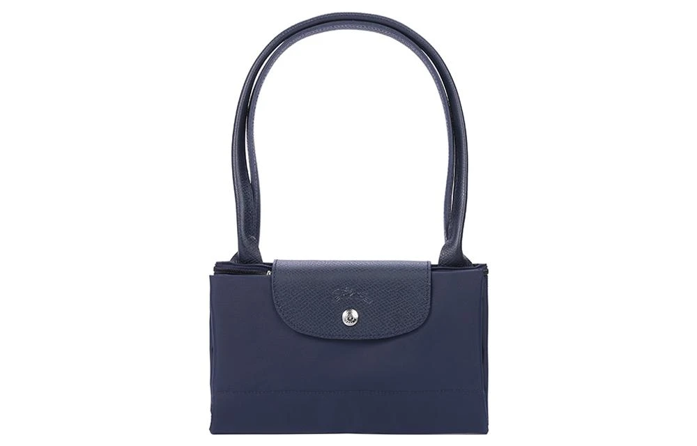 商品[国内直发] Longchamp|珑骧 Le Pliage Green系列 �品牌刺绣标志帆布拼皮帆布包手提单肩包 大号 女款 海军蓝色,价格¥1251,第7张图片详细描述