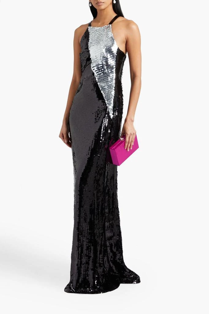 商品ROLAND MOURET|Castelli draped two-tone sequined tulle gown,价格¥5115,第2张图片详细描述
