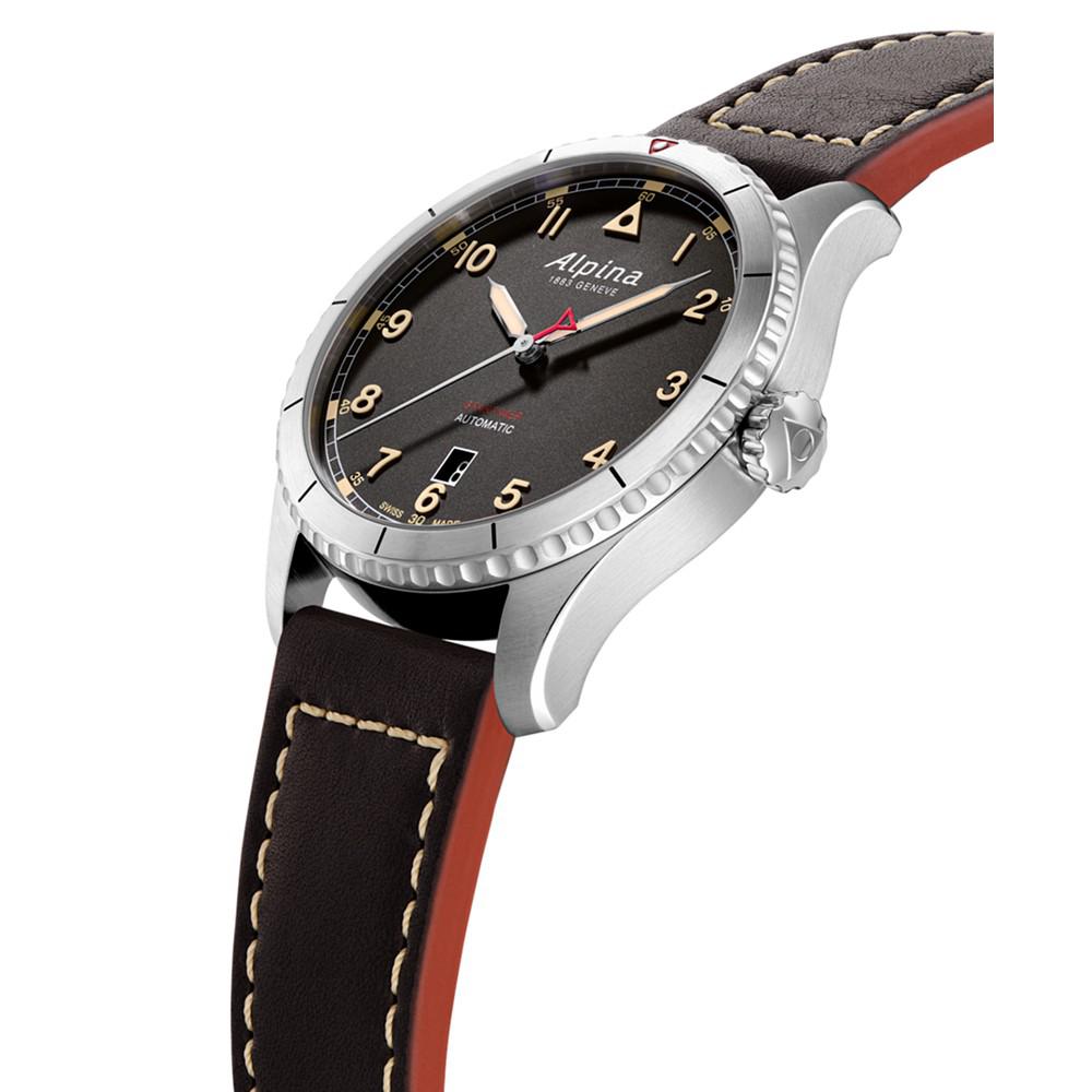 Men's Swiss Automatic Startimer Black Leather Strap Watch 41mm商品第2张图片规格展示