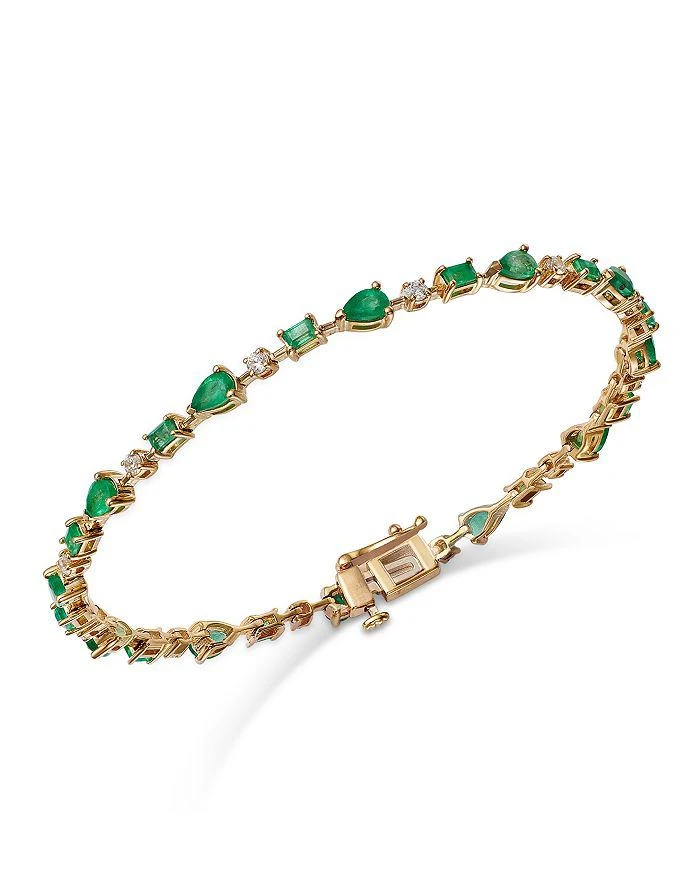 商品Bloomingdale's|Emerald & Diamond Link Bracelet in 14K Yellow Gold,价格¥42351,第1张图片详细描述