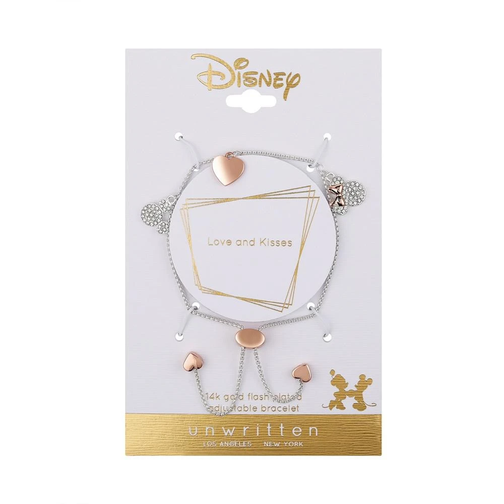 商品Disney|Unwritten Crystal Mickey and Minnie Mouse Rose Gold-Plated Hearts Charm Bracelet,价格¥206,第2张图片详细描述