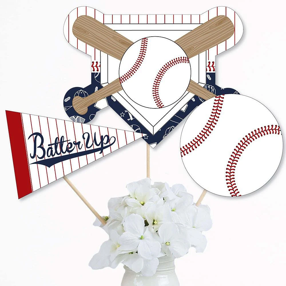 商品Big Dot of Happiness|Batter Up - Baseball - Party Centerpiece Sticks - Table Toppers - Set of 15,价格¥127,第2张图片详细描述