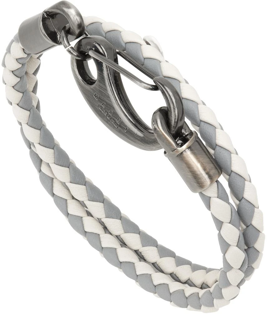 商品Marni|White & Gray Leather Bracelet,价格¥778,第1张图片