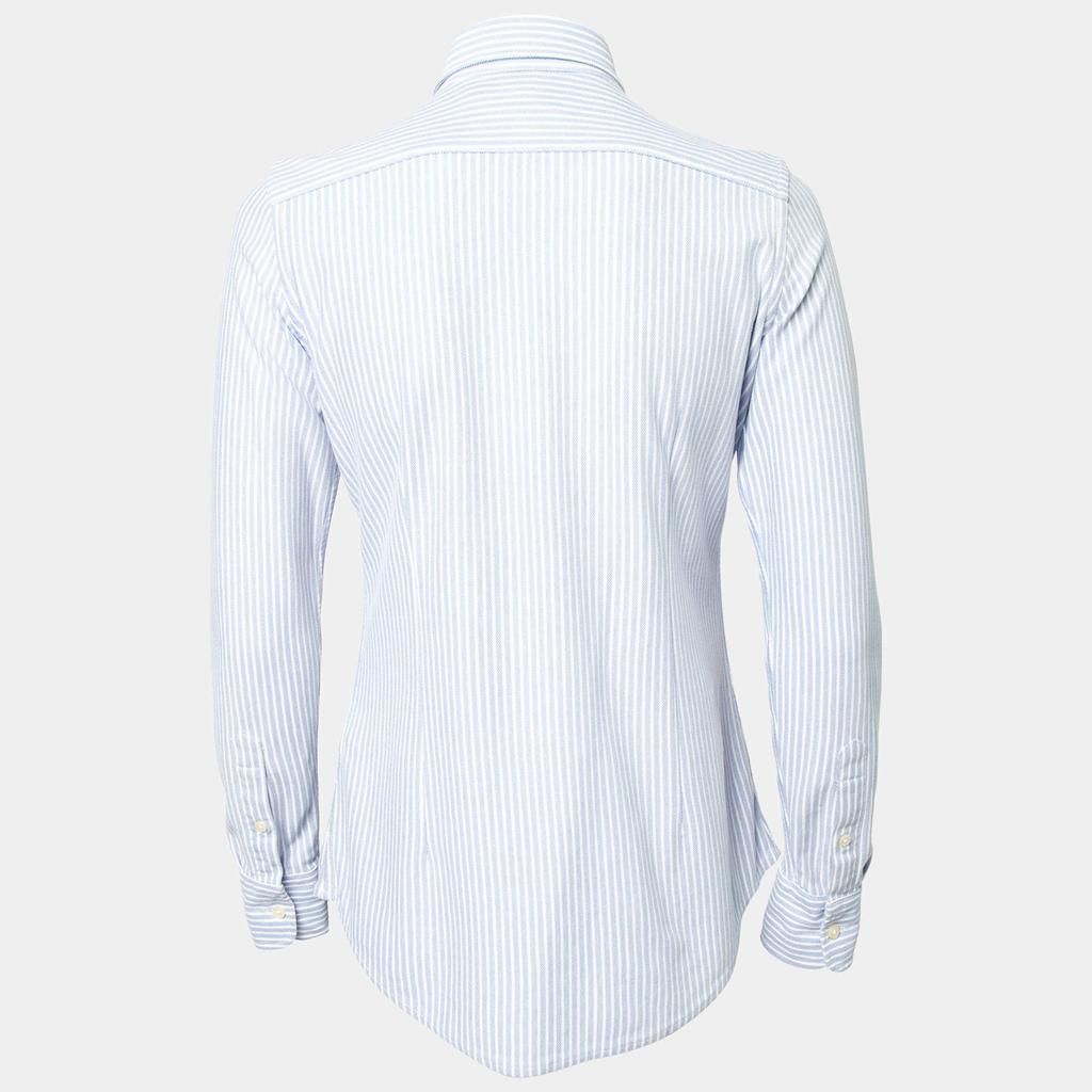 商品[二手商品] Ralph Lauren|Ralph Lauren Blue Striped Knit Oxford Button Front Polo Shirt M,价格¥1008,第4张图片详细描述