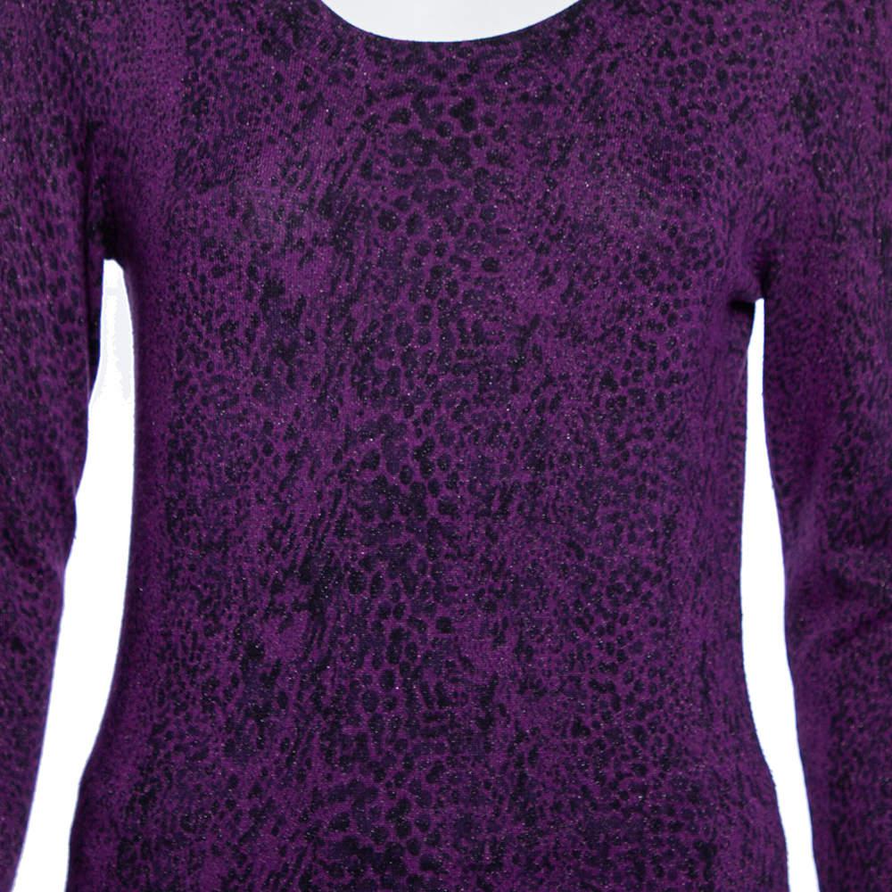 Diane Von Furstenberg Purple Animal Print Knit Neva Top S商品第4张图片规格展示