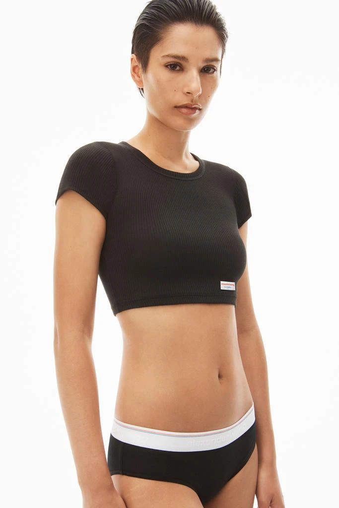 商品Alexander Wang|Cropped Short-Sleeve Tee in Ribbed Cotton Jersey,价格¥305,第3张图片详细描述