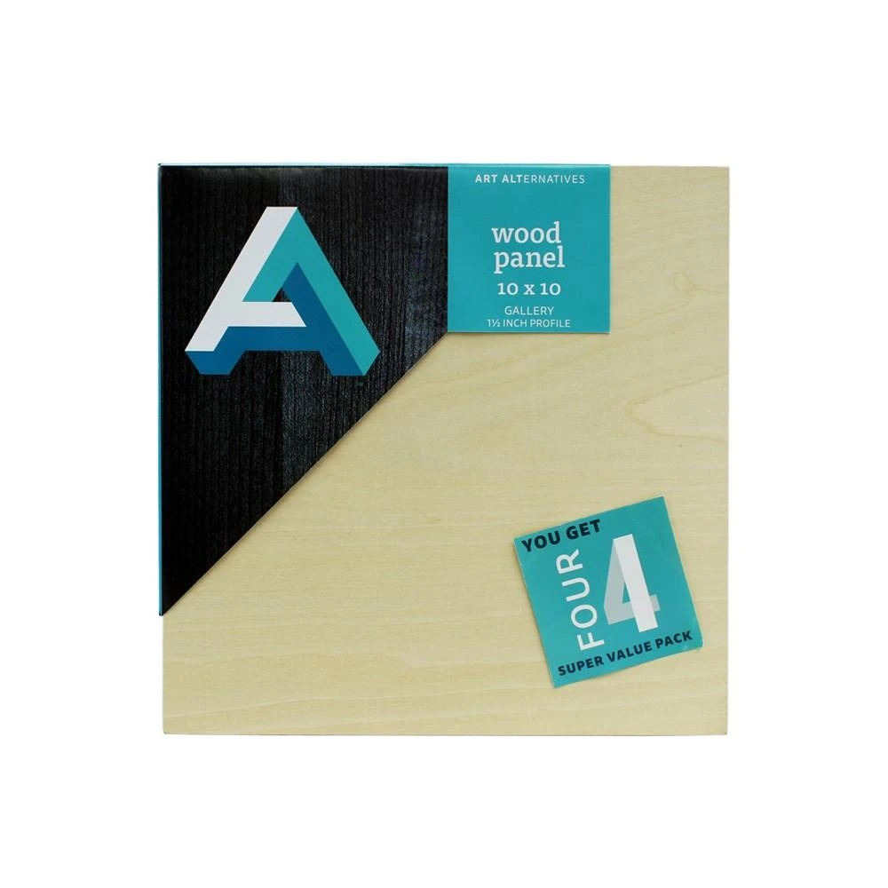 商品Art Alternatives|10" x 10" Classic Wood Panel Value Pack Set, 4 Piece,价格¥646,第1张图片