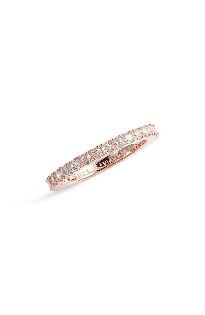 商品Suzy Levian|14K Rose Gold Plated Sterling Silver Cubic Zirconia Stackable Band Ring,价格¥933,第1张图片