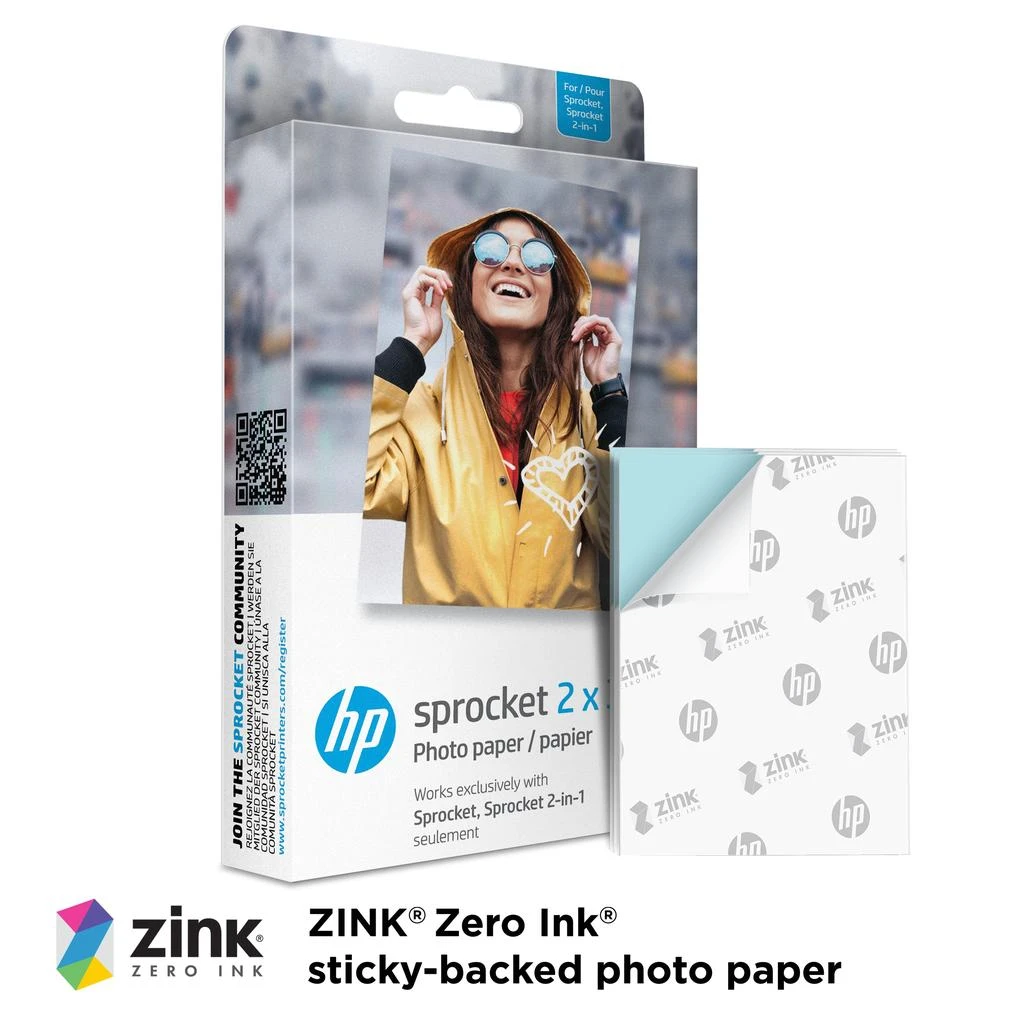 商品HP|Sprocket Sticky Back Zink Photo Paper 2x3" (50 Sheets), Stickers & Album Starter Bundle,价格¥272,第2张图片详细描述