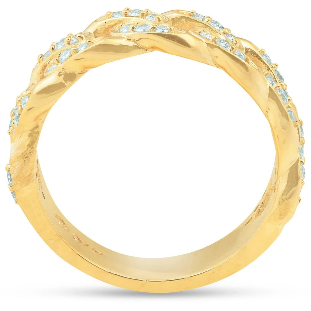 商品Pompeii3|1/2 Ct Mens Heavy Weight Solid Yellow Gold Curb Chain Diamond Ring Wedding Band,价格¥5992,第2张图片详细描述