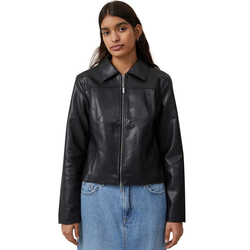 商品Cotton On|Women's Faux Leather Fitted Jacket,价格¥672,第1张图片