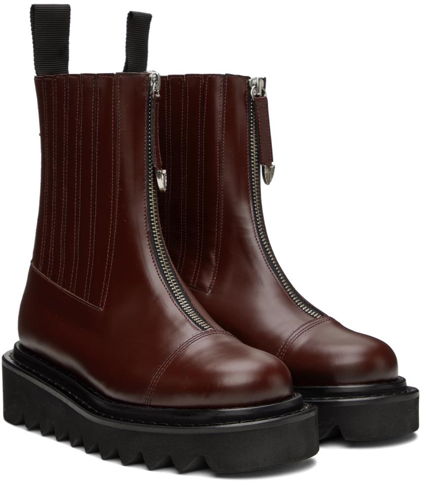 Burgundy Side Gore Zip Boots商品第4张图片规格展示