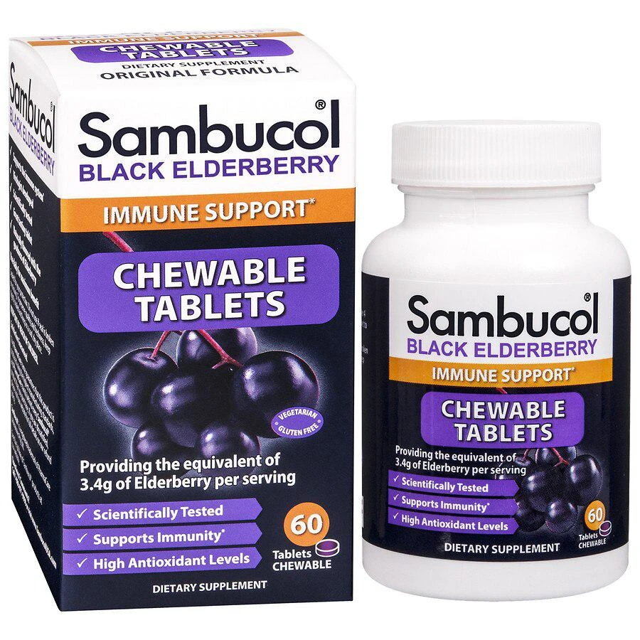 商品Sambucol|Black Elderberry Chewable Tablets,价格¥185,第3张图片详细描述