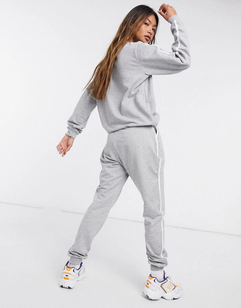 商品ASOS|ASOS DESIGN tracksuit sweat / basic jogger with tie with contrast binding in grey marl,价格¥136,第2张图片详细描述