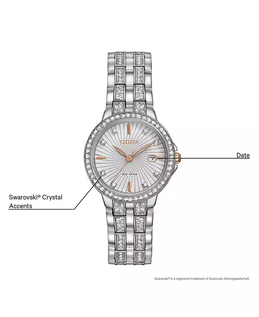 商品Citizen|Women's Eco-Drive Crystal Accent Stainless Steel Bracelet Watch 28mm EW2340-58A,价格¥3219,第5张图片详细描述