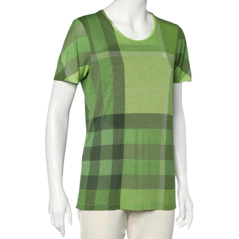 商品[二手商品] Burberry|Burberry Brit Green Checkered Modal Knit Round Neck T-Shirt M,价格¥1269,第2张图片详细描述