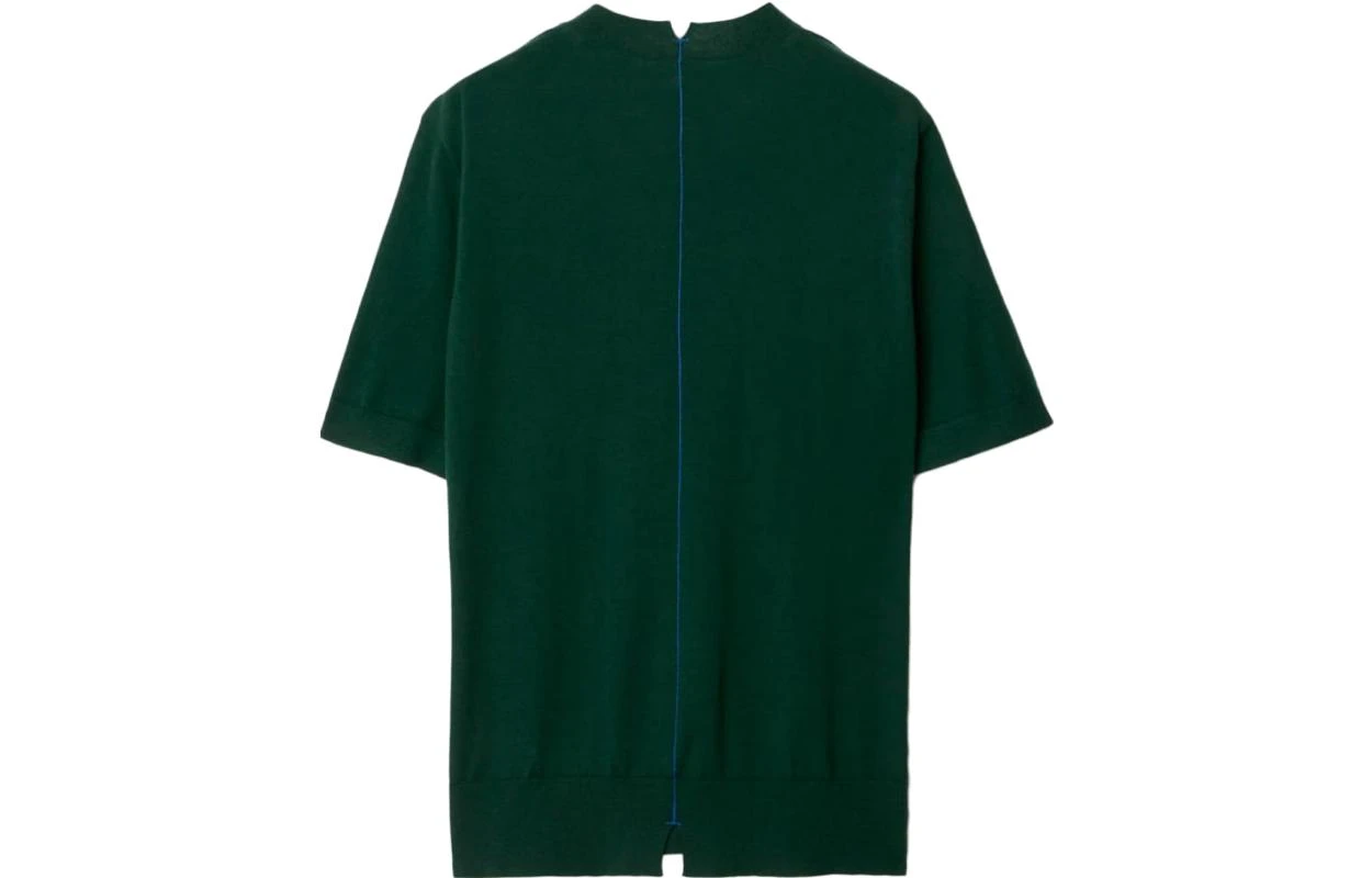 商品[国内直发] Burberry|博柏利 FW23 撞色缝线圆领休闲短袖针织衫 女款 绿色,价格¥1721,第3张图片详细描述