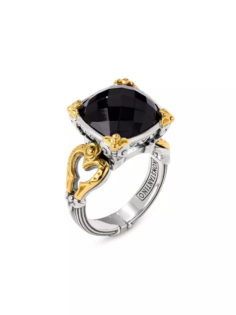 商品Konstantino|Anthos Solis Sterling Silver, 18K Yellow Gold &amp; Black Onyx Ring,价格¥5173,第1张图片