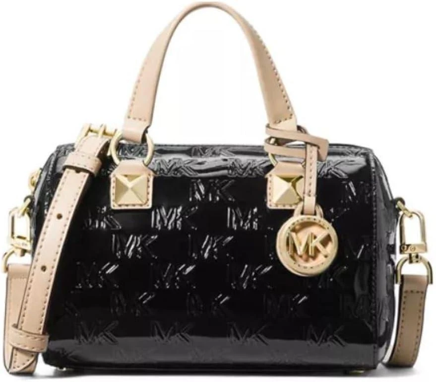商品Michael Kors|Michael Michael Kors Women's Grayson Black Patent Leather Small Duffle Crossbody Handbag,价格¥2009,第1张图片