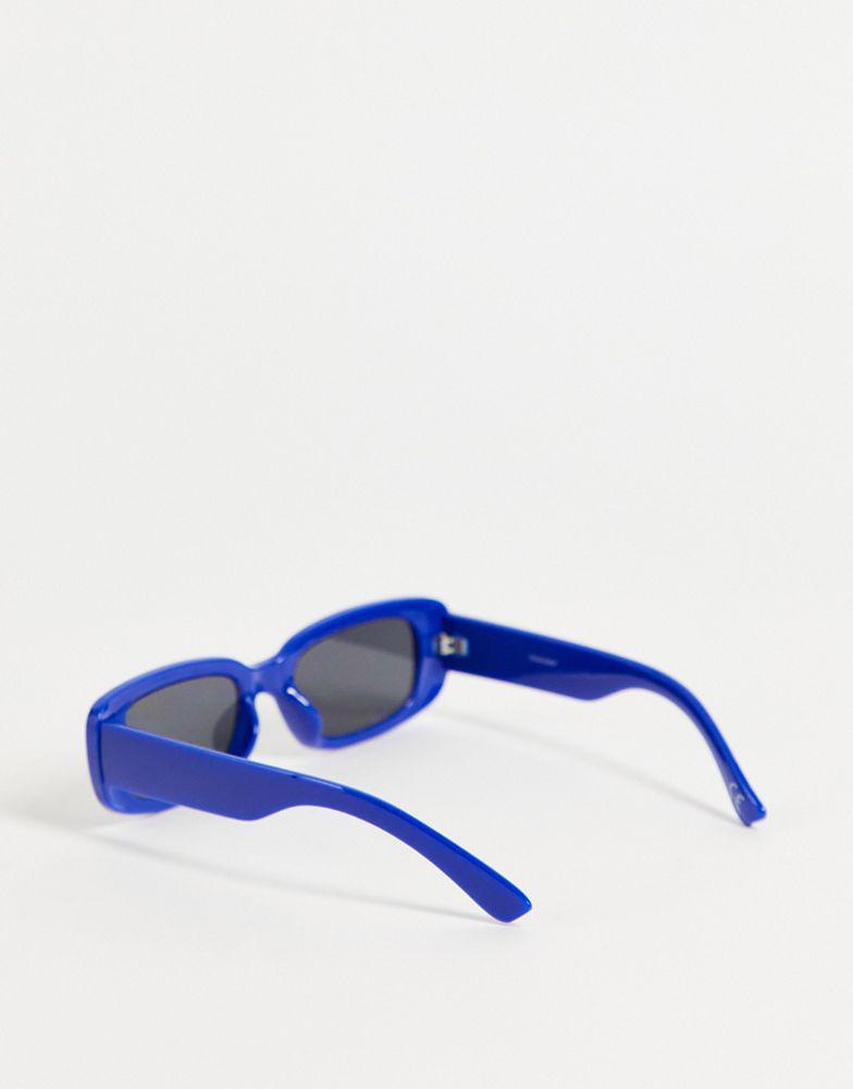 ASOS DESIGN mid rectangle sunglasses in blue with smoke lens商品第2张图片规格展示