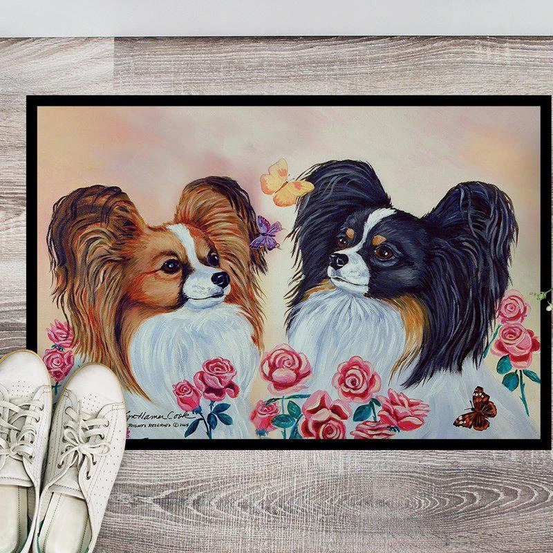 商品Caroline's Treasures|24 in x 36 in Papillon Door Mat Indoor/Outdoor,价格¥307,第2张图片详细描述