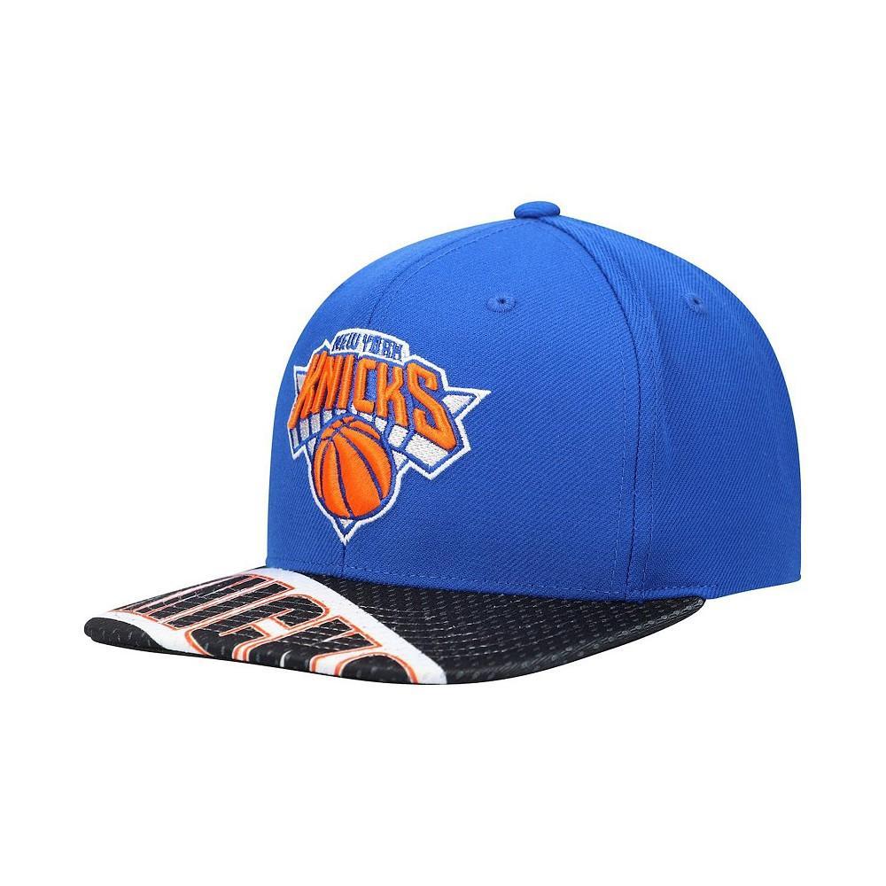 商品Mitchell and Ness|Men's Blue and Black New York Knicks Slash Century Snapback Hat,价格¥235,第1张图片