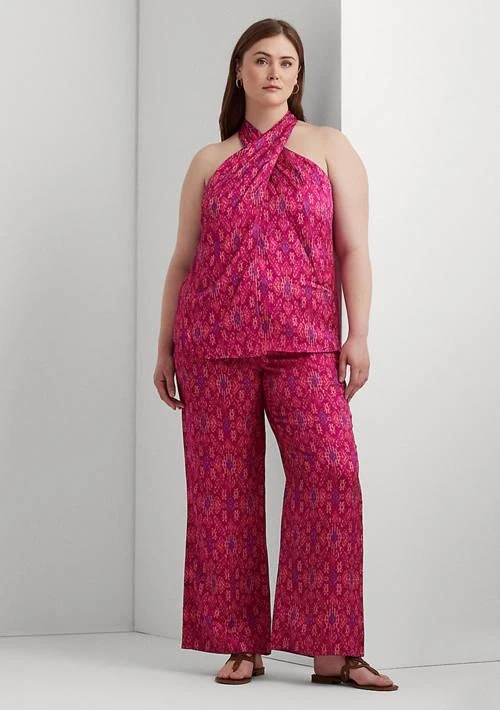商品Ralph Lauren|Ralph Lauren Plus Size Geo Print Satin Shantung Wide Leg Pants,价格¥521,第4张图片详细描述