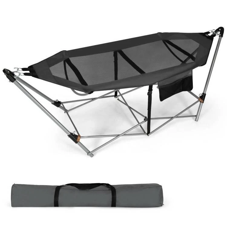 商品QuikFurn|Grey Portable Camping Foldable Hammock with Stand and Carry Case,价格¥2077,第2张图片详细描述
