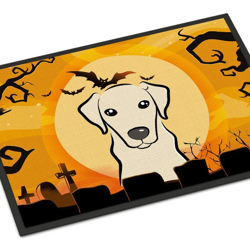 商品Caroline's Treasures|24 in x 36 in Halloween Yellow Labrador Door Mat Indoor/Outdoor,价格¥307,第1张图片