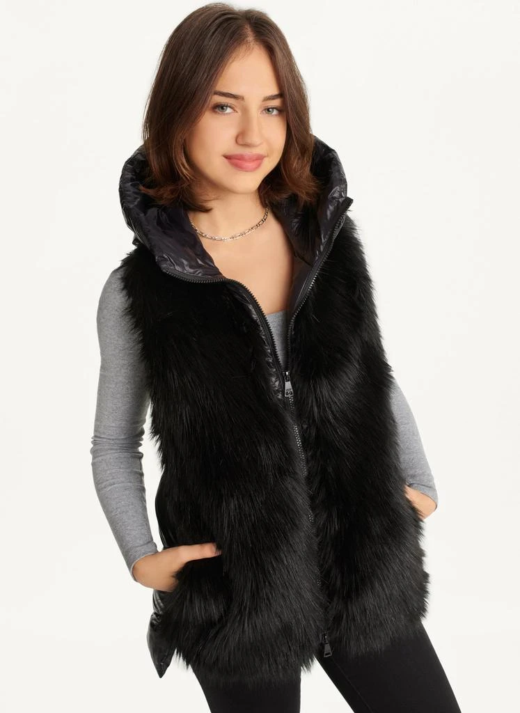 商品DKNY|Hooded Puffer Vest With Faux Fur Front,价格¥567,第1张图片