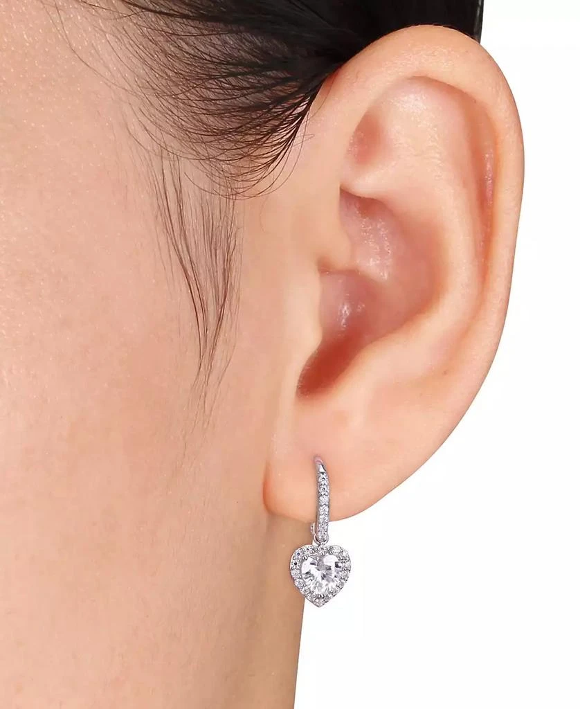 商品Macy's|Lab-Grown Moissanite Heart Halo Leverback Drop Earrings (2 ct. t.w.) in 10k White Gold,价格¥6150,第2张图片详细描述