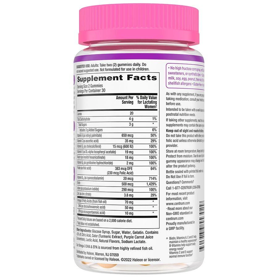 商品Centrum|Postnatal Multivitamin Gummies Mixed Berry & Lemon,价格¥164,第2张图片详细描述