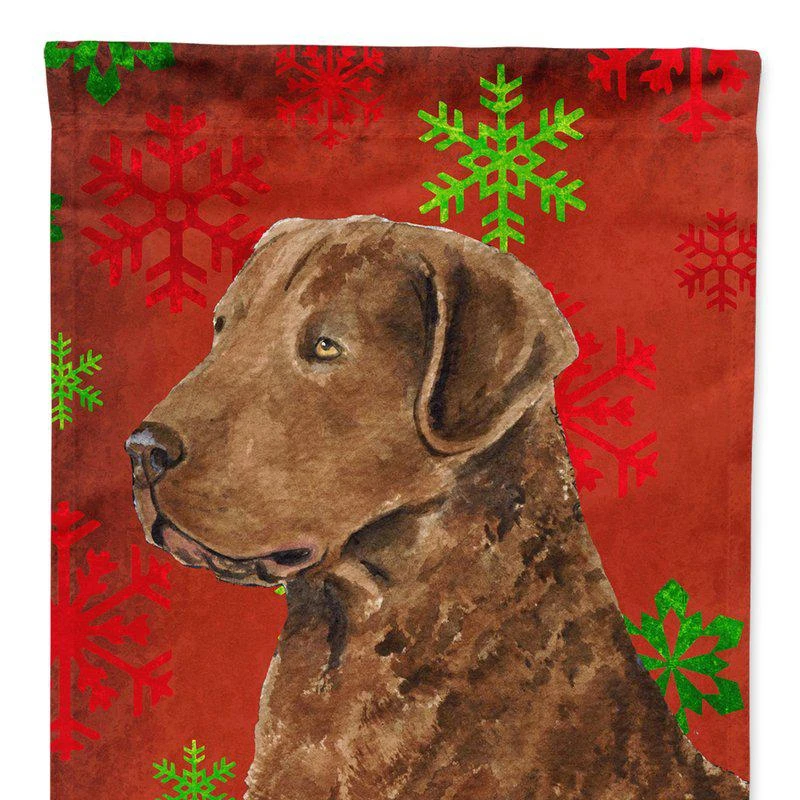 商品Caroline's Treasures|11 x 15 1/2 in. Polyester Chesapeake Bay Retriever Red Snowflakes Holiday Christmas Garden Flag 2-Sided 2-Ply,价格¥137,第1张图片