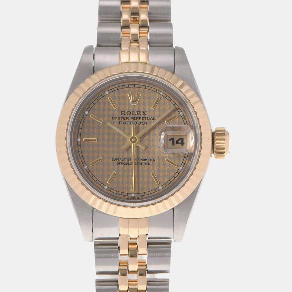 Rolex Champagne 18k Yellow Gold And Stainless Steel Datejust 69173 Automatic Women's Wristwatch 26 mm商品第1张图片规格展示