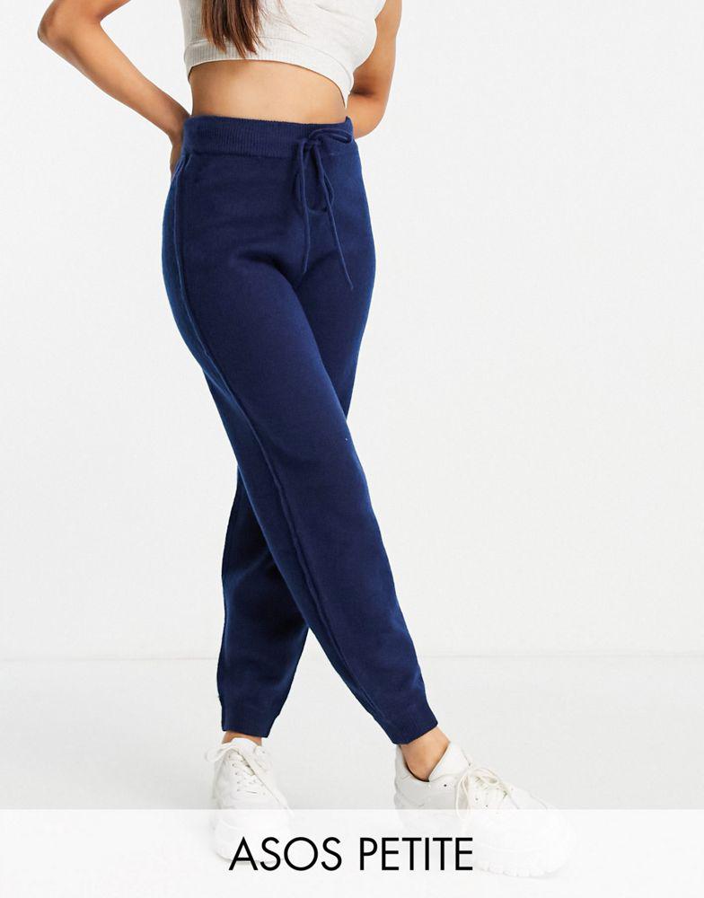 ASOS DESIGN Petite co-ord knitted jogger with tie waist detail in navy商品第1张图片规格展示