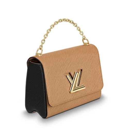 【预售十天】Louis Vuitton/路易威登 经典款TWIST系列 女士中号骆驼色水波纹牛皮革旋转徽标金扣翻盖开合单肩斜挎链条包M51884 商品