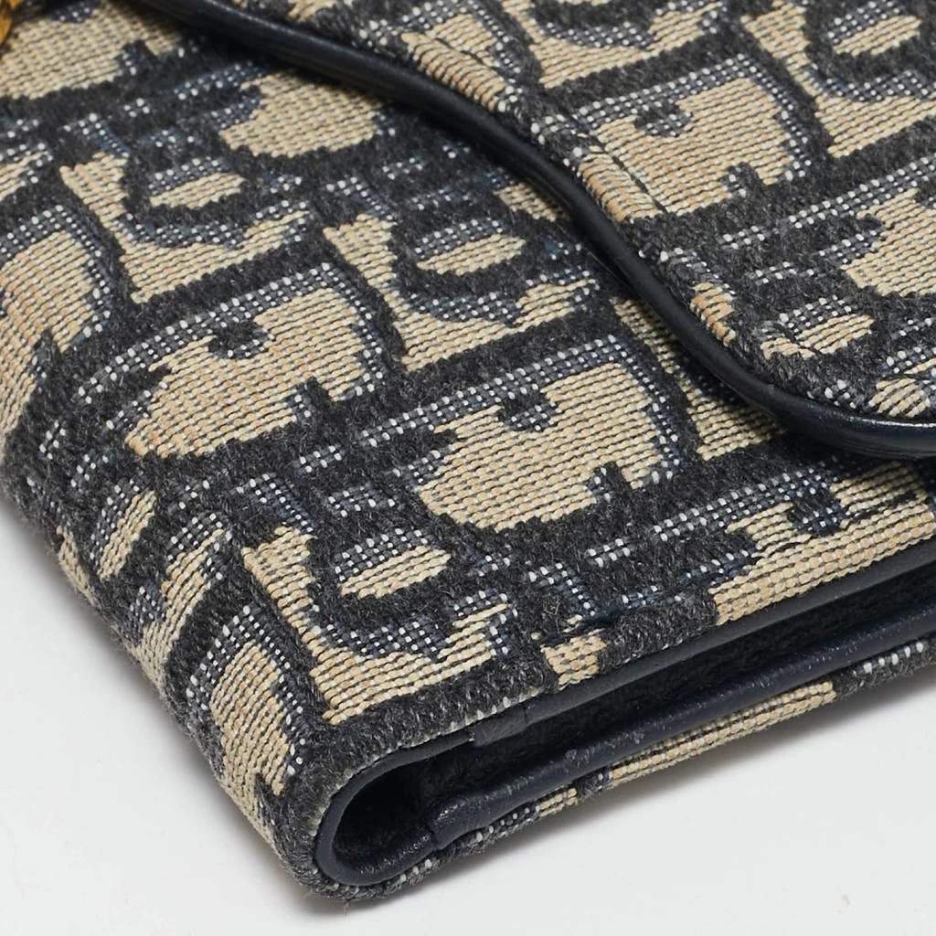 Dior Blue/Beige Oblique Canvas Saddle Lotus Wallet 商品