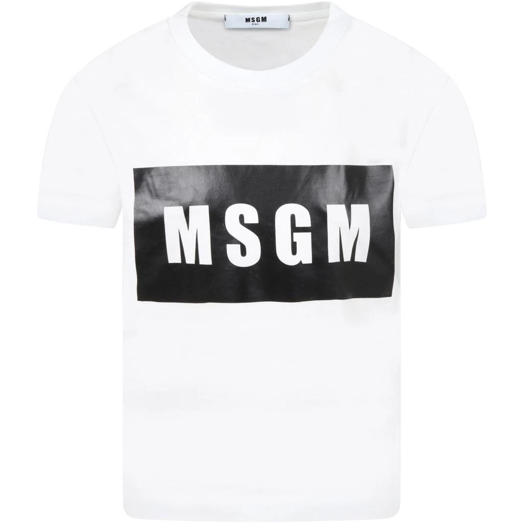 商品MSGM|White T-shirt For Kids With Logo,价格¥511,第1张图片
