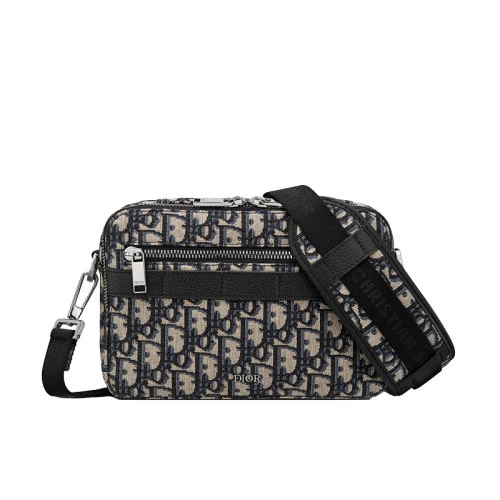 商品Dior|【包税】DIOR/迪奥 SAFARI系列 男士黑米色经典老花帆布配粒面小牛皮斜挎单肩包 1ESPO206YKY_H27E,价格¥16087,第1张图片