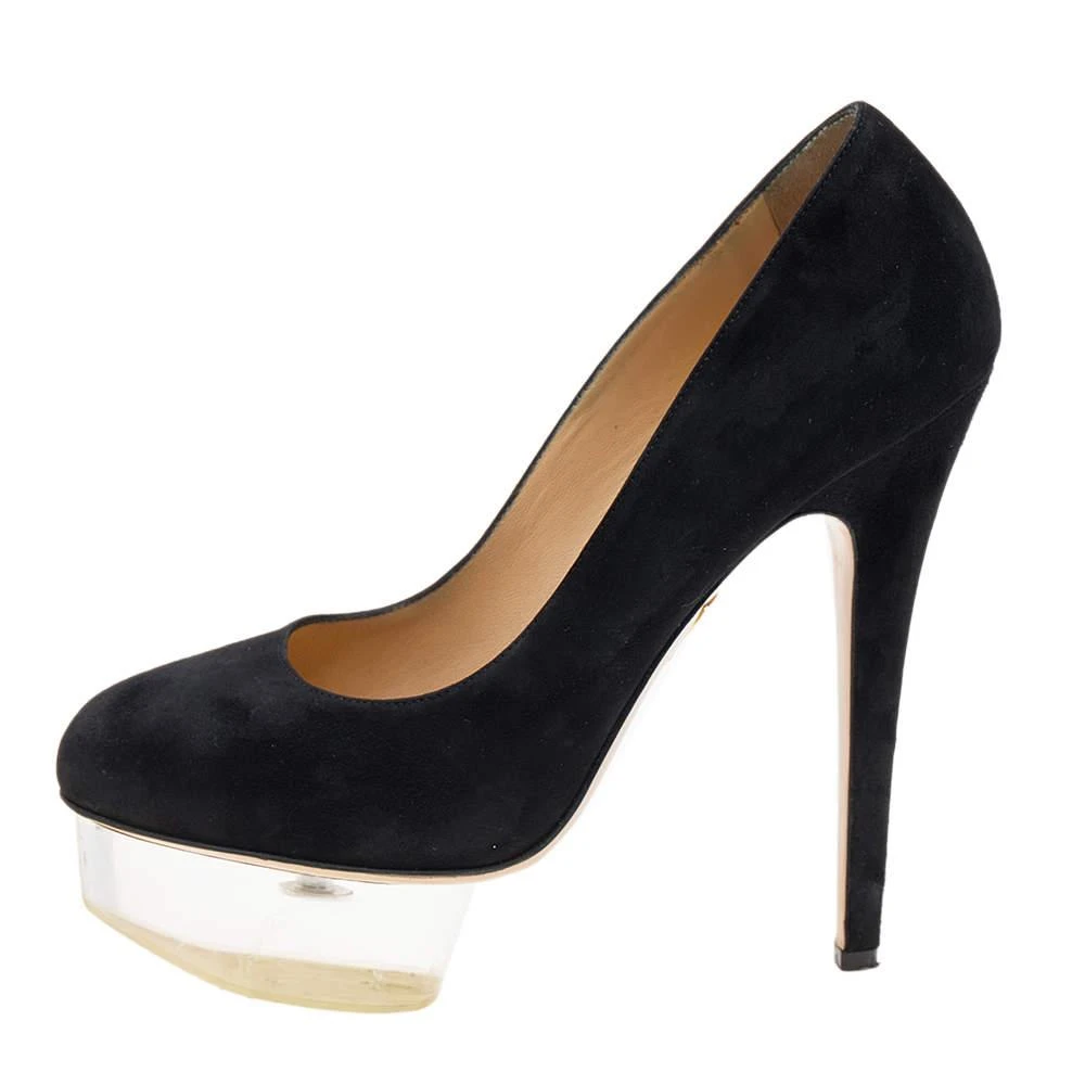 商品[二手商品] Charlotte Olympia|Charlotte Olympia Black Suede Dolly Platform Pumps Size 37.5,价格¥1478,第2张图片详细描述