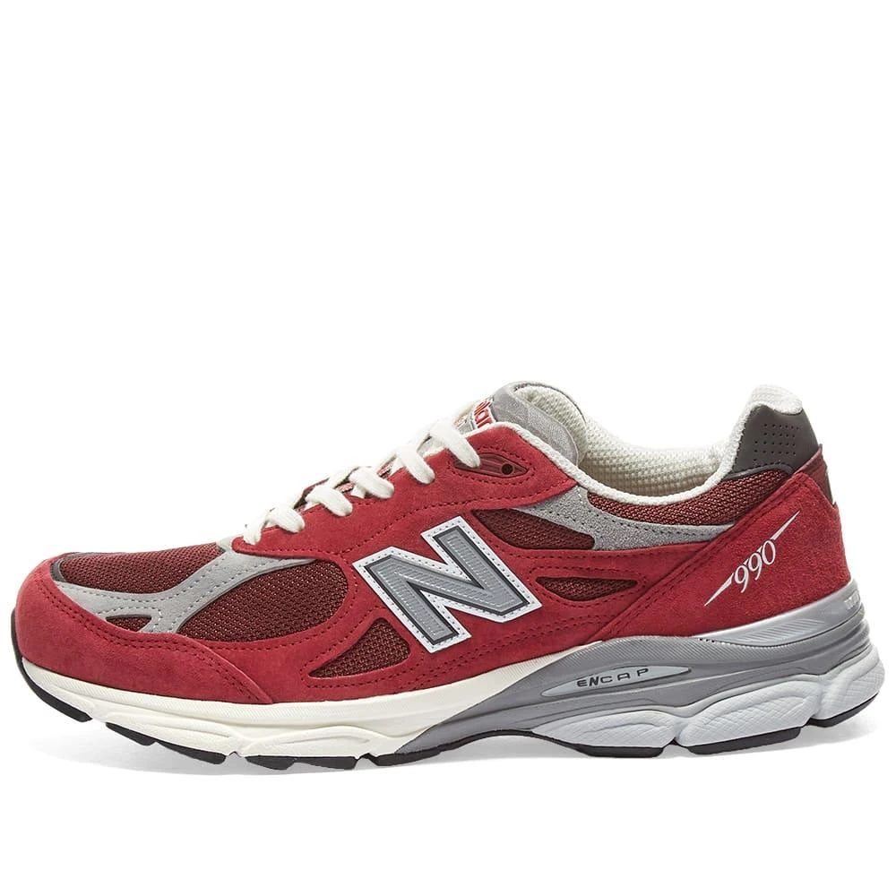 商品New Balance|男款 Teddy Made联名 990v3 休闲鞋 美产 酒红色,价格¥1235,第2张图片详细描述