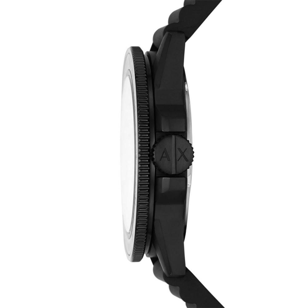 Men's Three-Hand Black Silicone Strap Watch 42mm商品第4张图片规格展示