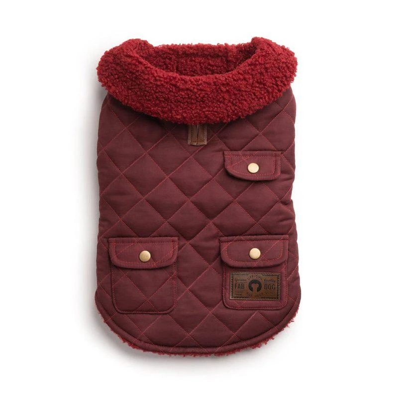 商品fabdog|Burgundy Quilted Shearling Coat,价格¥220,第1张图片