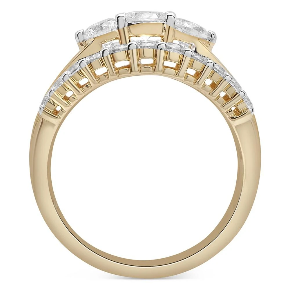 商品Macy's|Diamond Multirow Round & Baguette Statement Ring (1-1/2 ct. t.w.) in 14k Gold,价格¥43353,第4张图片详细描述