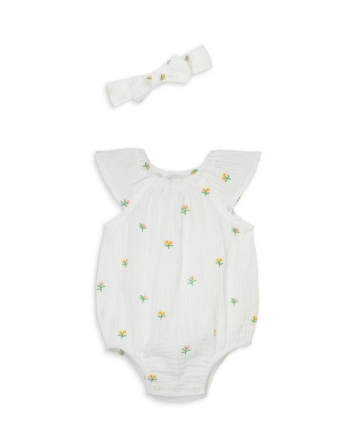 商品Little Me|Girls' Ditsy Floral Cotton Bubble One Piece with Headband - Baby,价格¥147,第1张图片