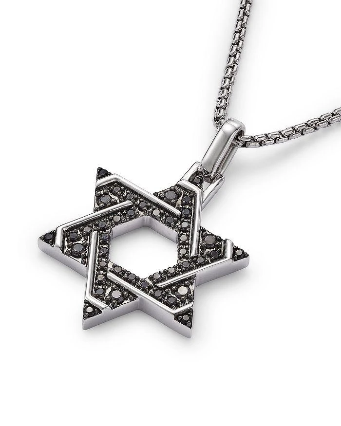 商品Bloomingdale's|Men's Black Diamond Star of David Pendant Necklace in 14K White Gold, 0.50 ct. t.w.,价格¥14574,第3张图片详细描述