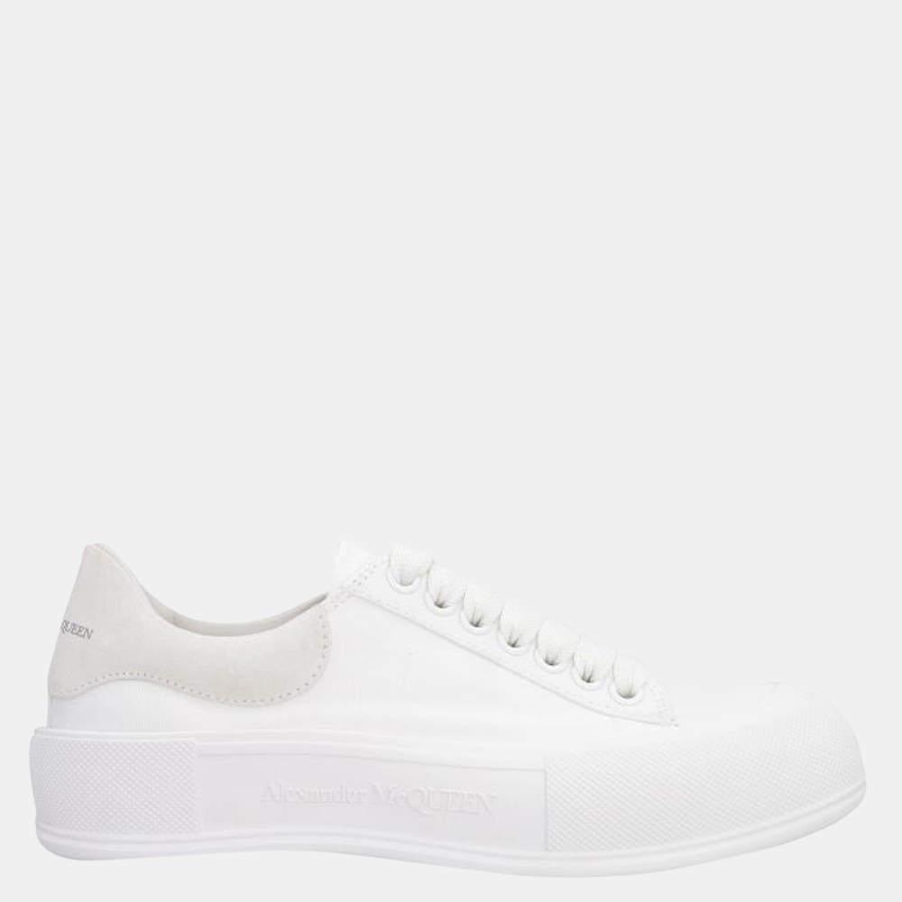 商品Alexander McQueen|Alexander Mcqueen White Canvas Deck Plimsoll Sneakers Size EU 40,价格¥4326,第4张图片详细描述