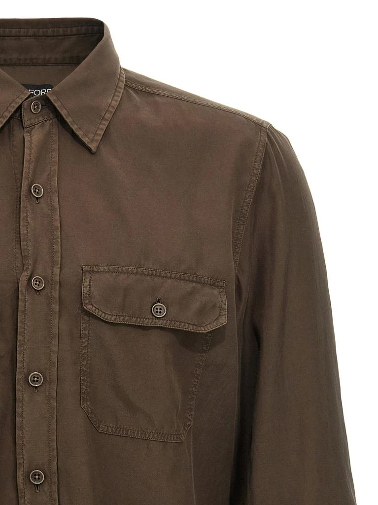商品Tom Ford|Twill Shirt Shirt And Blouse Brown,价格¥3537,第3张图片详细描述